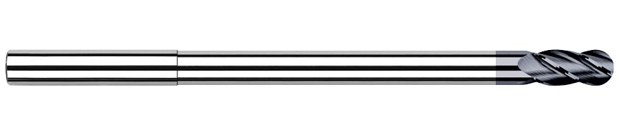 Picture of Harvey Tool 14916-C3 Dia 1/4 LOC 0.3750 OAL6.00 End Mill Standard Flute Standard Helix Carbide AlTiN Single End Ball NoseBall